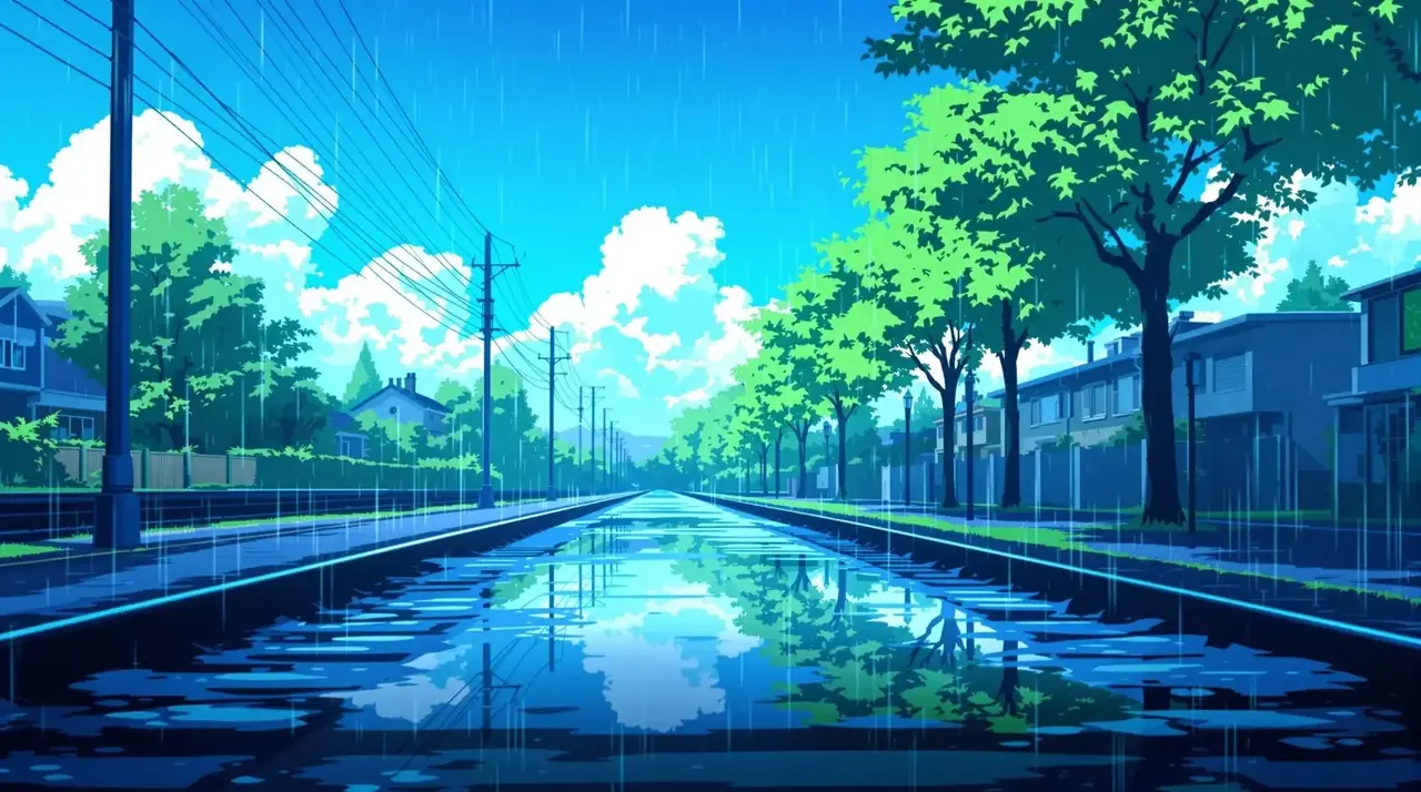 雨后的蓝色天际线 番剧背景剧照